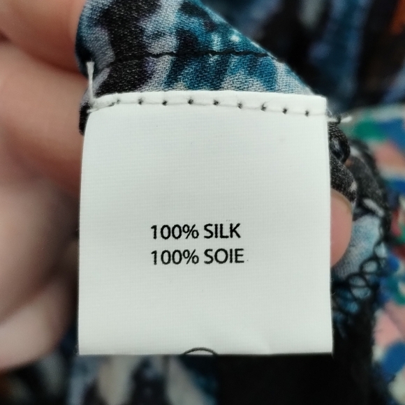 Anthropologie TRYB Silk Flowy Patterned Long Sleeve Dress Women's Size Small - Picture 8 of 9